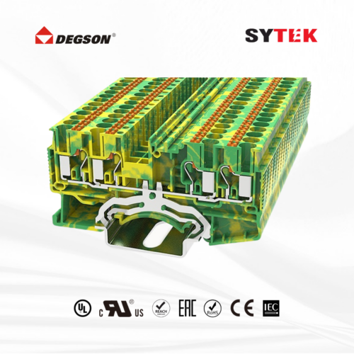 Cầu đấu tiếp địa Degson 4 dây Push-in | Mã DS-QU-PE 5 DS2.5 QU PE
